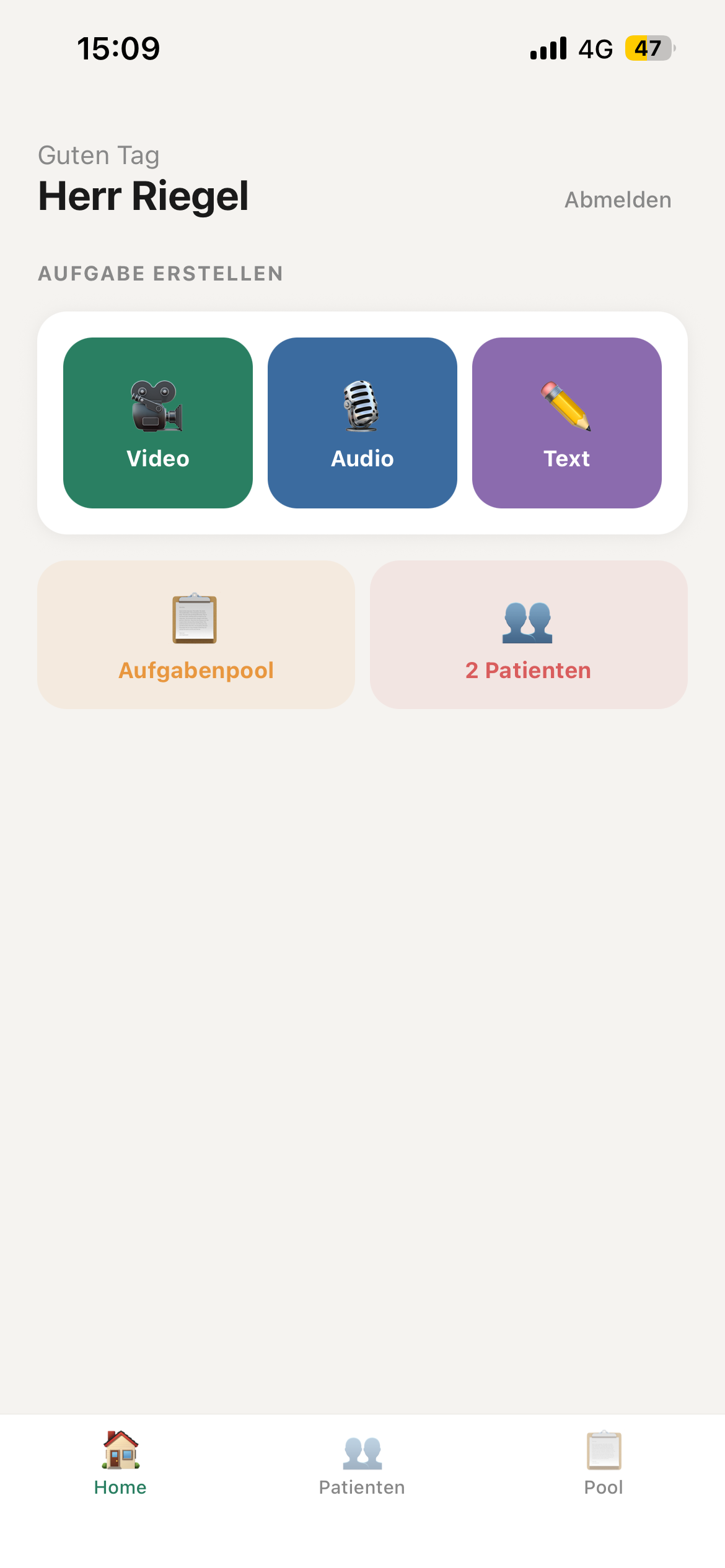 Dashboard für Therapeuten