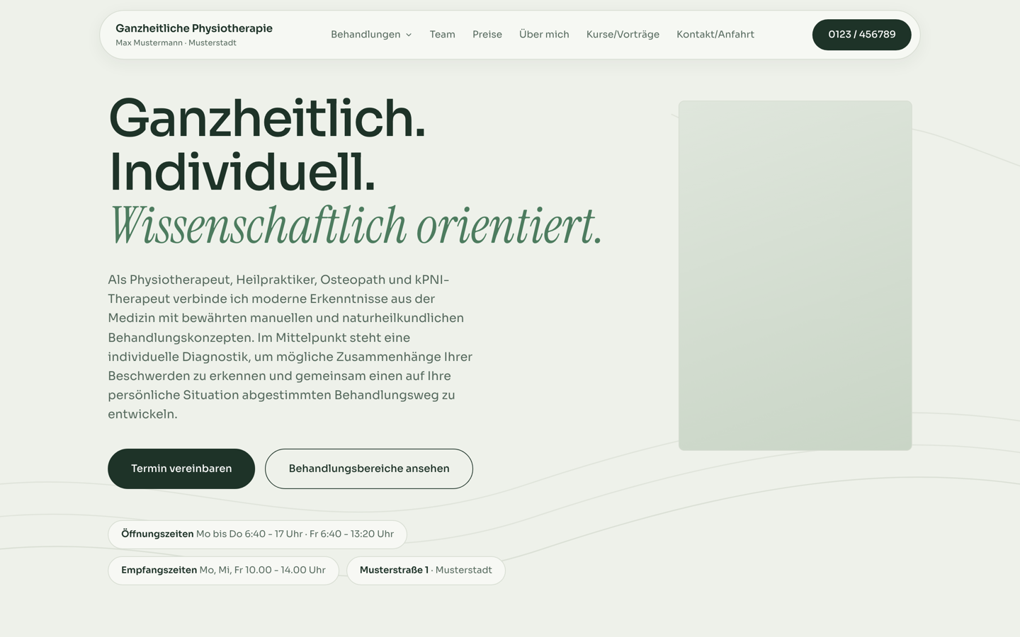 Praxis-Website für ganzheitliche Physiotherapie.